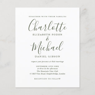 Faire-Part de Mariage à l'Écriture Simple Olive
