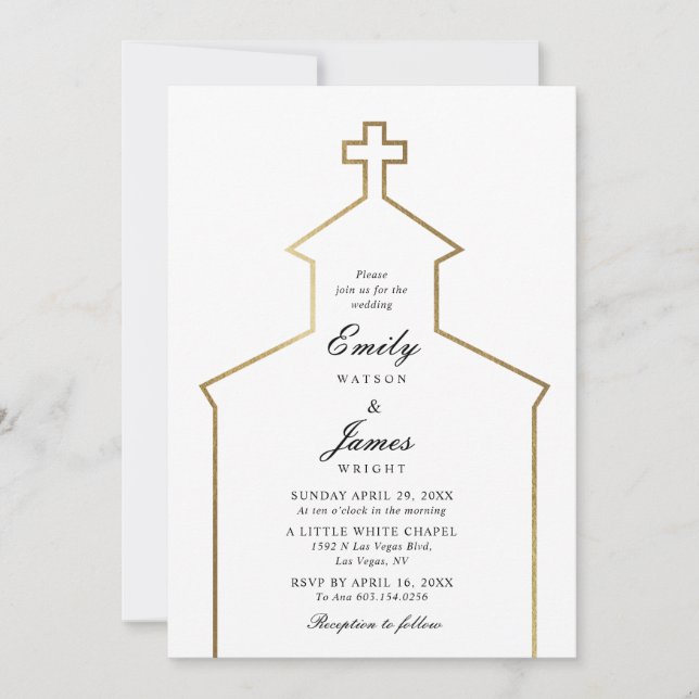 Faire-part de mariage à l'église Croix dorée (Devant)