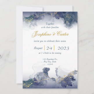 Faire-part de mariage à l'encre minuit et or