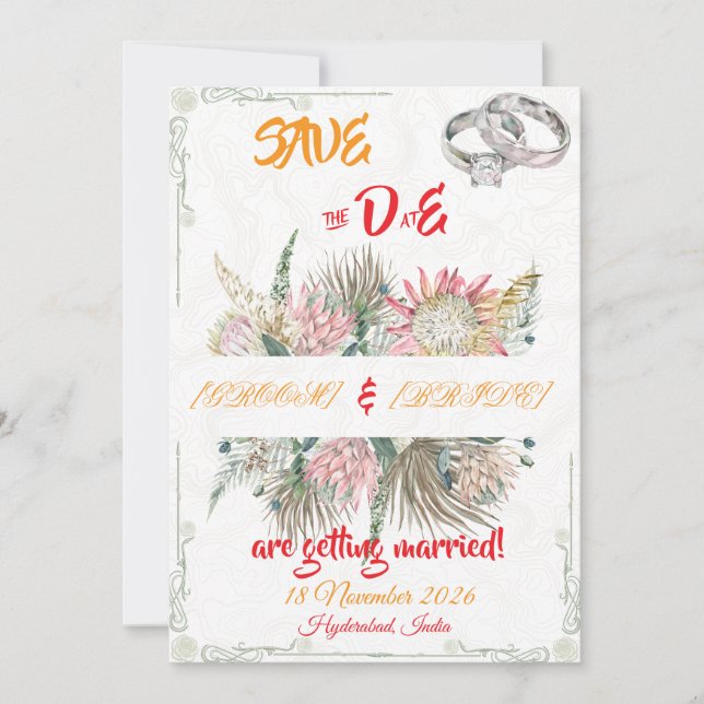 Faire-part de mariage à l'herbe de la Pampa en ter (Devant)