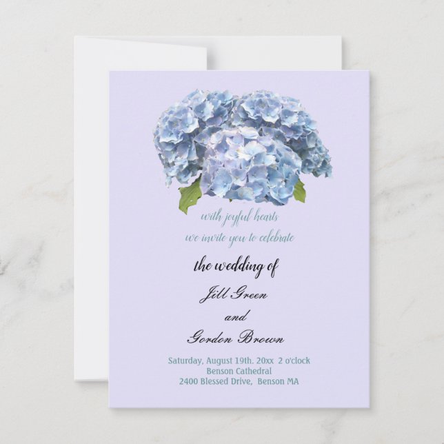 Faire-part de mariage à l'hortensia élégant (Devant)