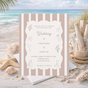 Faire-part de mariage à l'ivory taupe de plage des