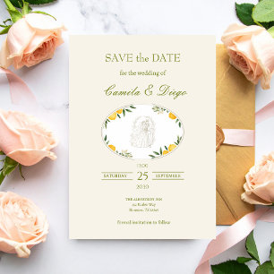 Faire-part de mariage à l'olive citron botanique