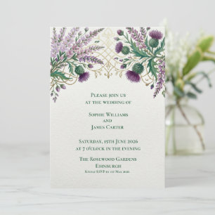 Faire-part de mariage à l'or et à la lavande Chard