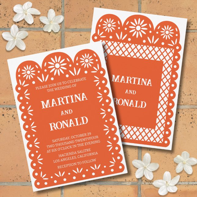 Faire-part de mariage à l'orange en papel picado m (Créateur téléchargé)