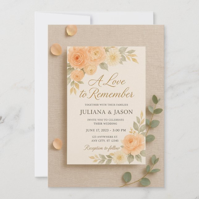 Faire-part de mariage A Love to Remember | Peach-C (Devant)