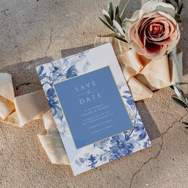 Faire-part de mariage à l'unité en Toile Bleue Fra (Créateur téléchargé)