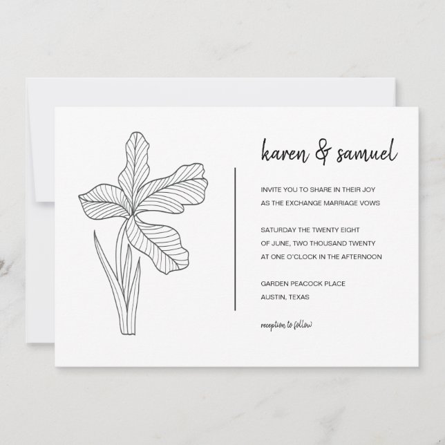 Faire-part de mariage à main botanique (Devant)