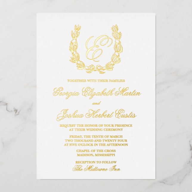 Faire-part de mariage à monogramme (Recto)