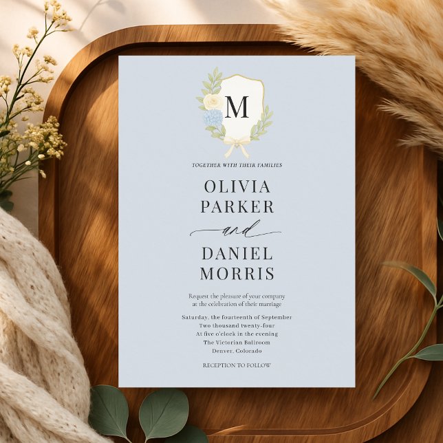 Faire-part de mariage à monogramme avec arceau de  (Créateur téléchargé)