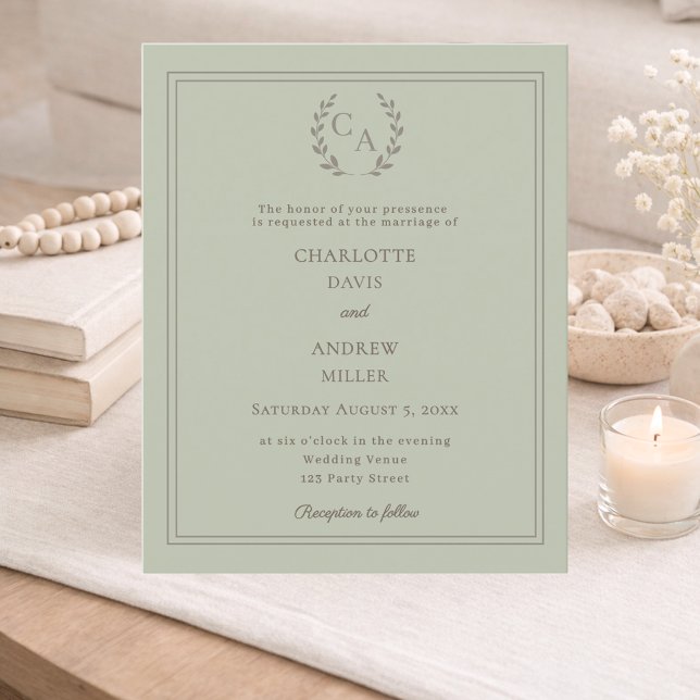 Faire-part de mariage à monogramme avec couronne d (Créateur téléchargé)