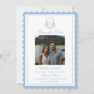 Faire-part de mariage à monogramme avec crête d'hy