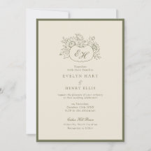 Faire-part de mariage à monogramme botanique de ch