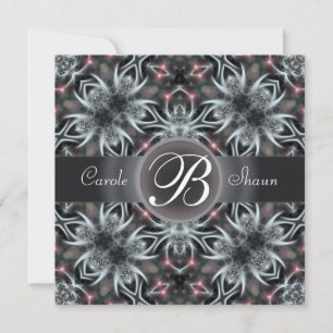 Faire-part de mariage à monogramme ciel fantaisie