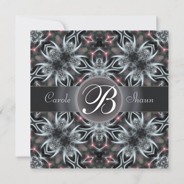 Faire-part de mariage à monogramme ciel fantaisie  (Devant)