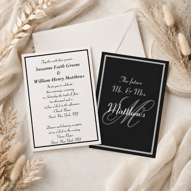 Faire-part de mariage à monogramme élégant pour fu (Créateur téléchargé)