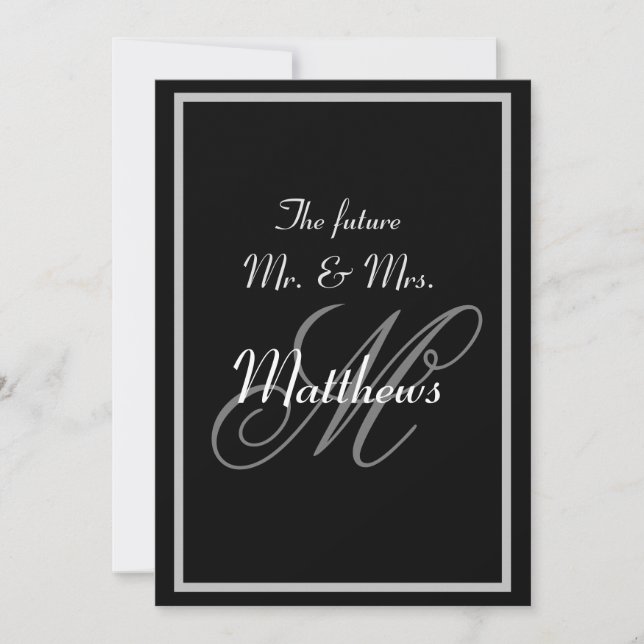 Faire-part de mariage à monogramme élégant pour fu (Devant)