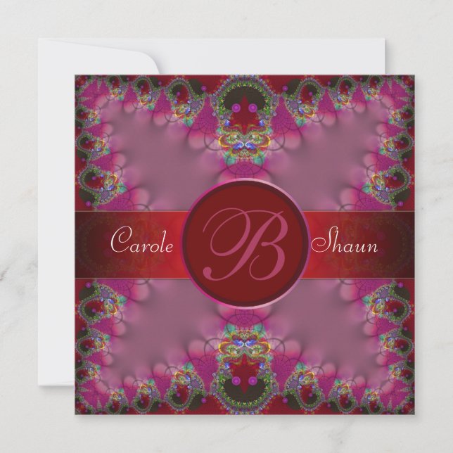 Faire-part de mariage à monogramme en dentelle fra (Devant)