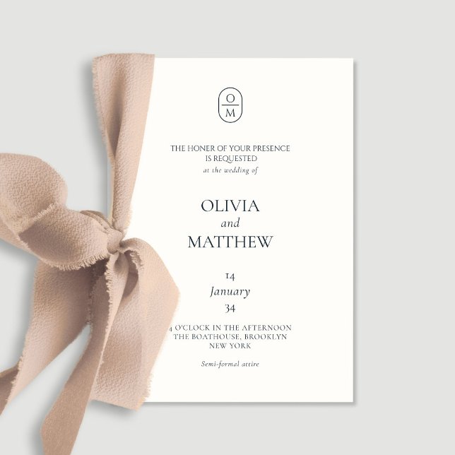 Faire-part de mariage à monogramme floral aquarell (Créateur téléchargé)