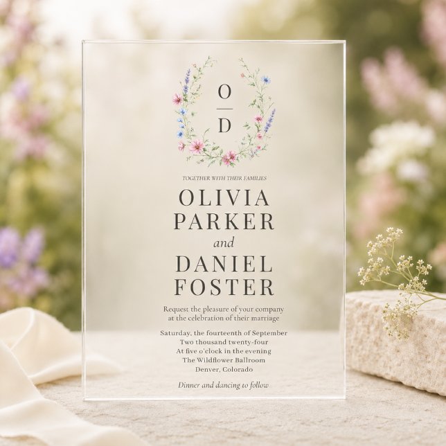 Faire-part de mariage à monogramme floral de fleur (Créateur téléchargé)