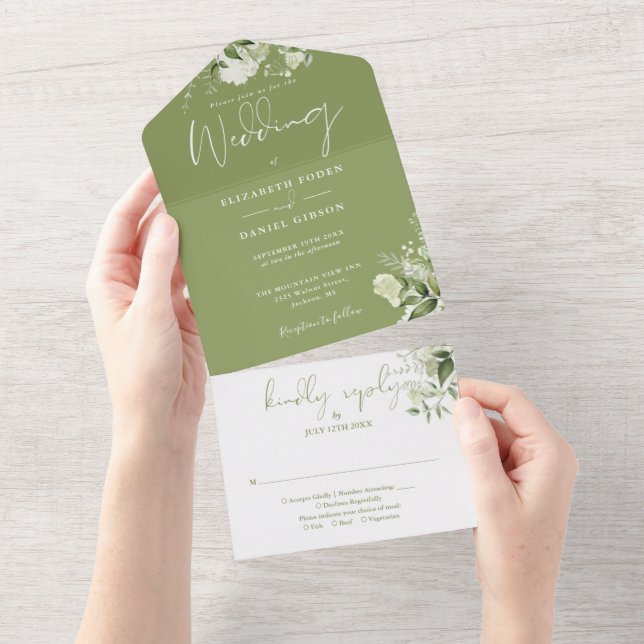 Faire-part de mariage à monogramme floral de verdu (Déchirure)