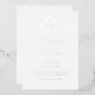 Faire-part de mariage à monogramme floral orné