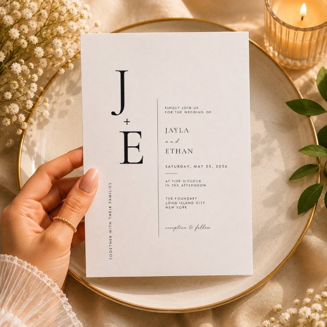 Faire-part de mariage à monogramme initial élégant (Créateur téléchargé)