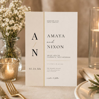 Faire-part de mariage à monogramme minimaliste mod