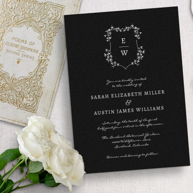 Faire-part de mariage à monogramme noir (Créateur téléchargé)