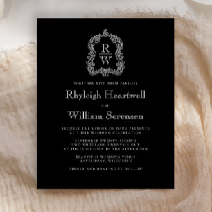 Faire-part de mariage à monogramme noir et blanc B