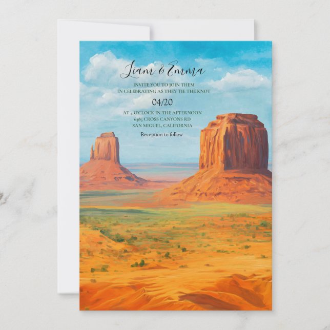Faire-part de mariage à Monument Valley AZ Desert (Devant)
