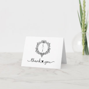 faire-part de mariage à motif de feuillage noir et