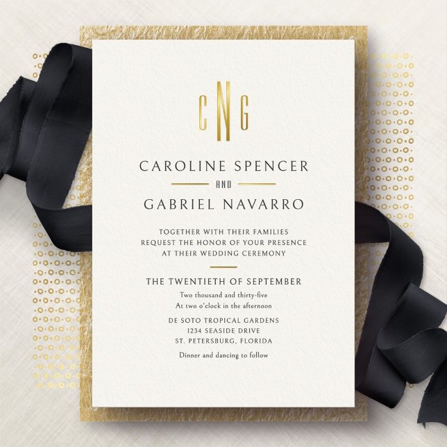 Faire-part de mariage à motif de monogramme modern (Créateur téléchargé)