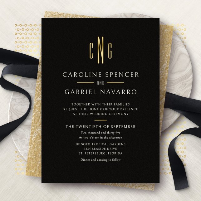 Faire-part de mariage à motif de monogramme modern (Créateur téléchargé)