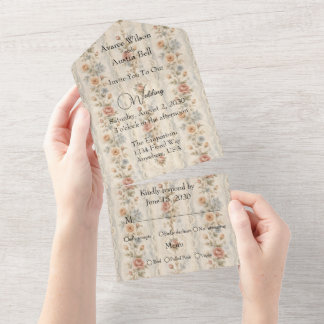 Faire-part de mariage à motif de papier peint vint
