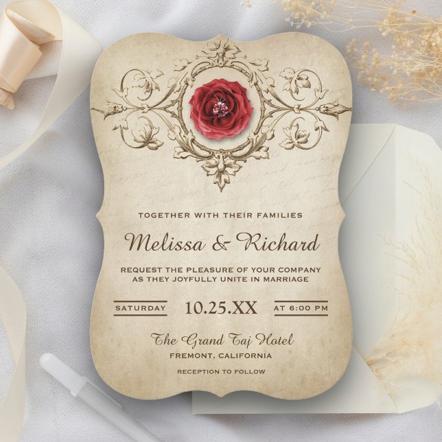 Faire-part de mariage à motif de rose romantique v (Créateur téléchargé)