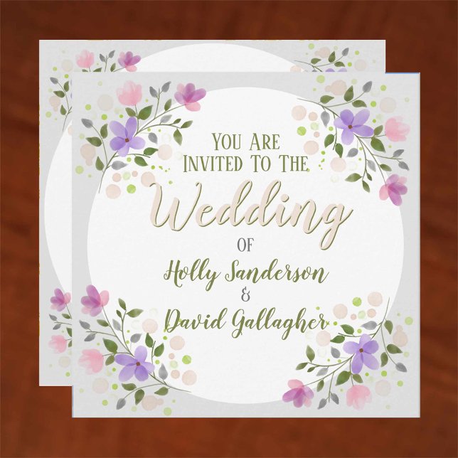 Faire-Part de Mariage à Motif Encadré de Brins de  (Créateur téléchargé)