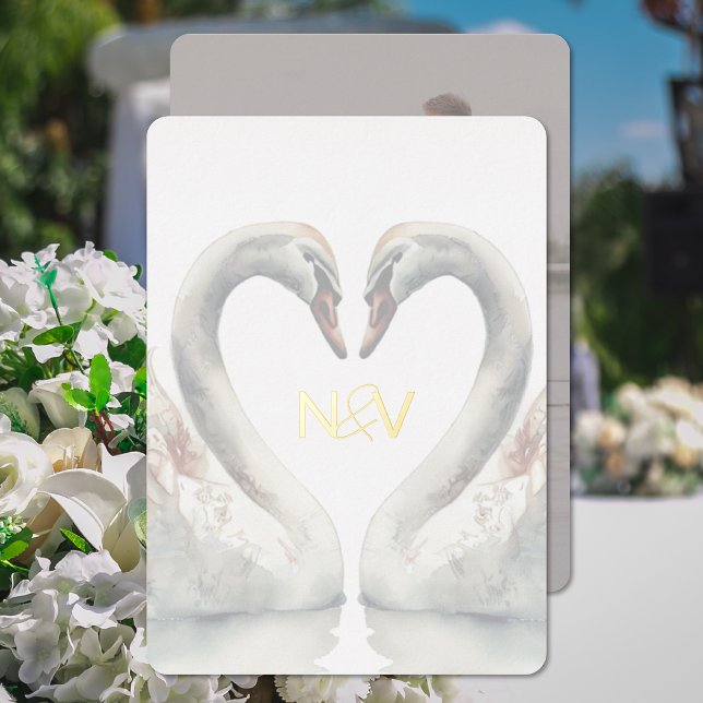 Faire-part de mariage à motif monogrammé en feuill (Créateur téléchargé)