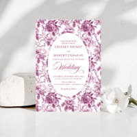 Faire-part de mariage à motif rose rose poussiéreu