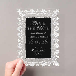 Faire-part de mariage à motifs de dentelle noir et