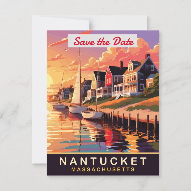 Faire-part de mariage à Nantucket Massachusetts Ha (Devant)