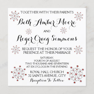 Faire-part de mariage à neige rouge et argenté