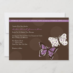 Faire-part de mariage à papillon pourpre et Brown