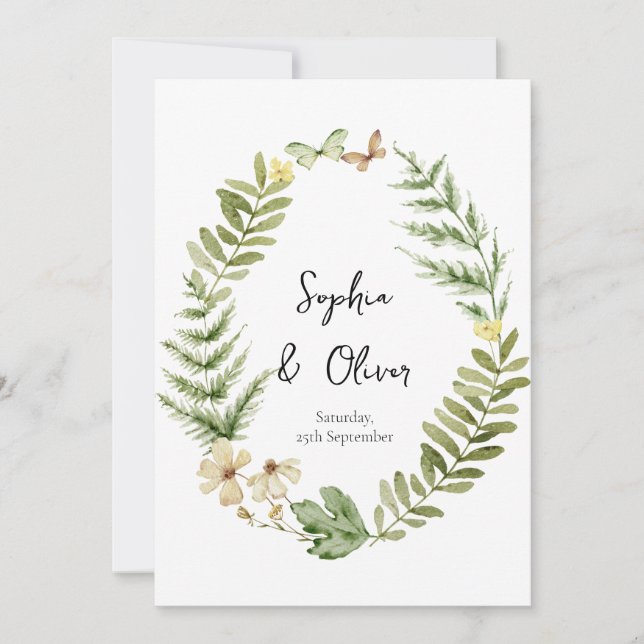 Faire-part de mariage à papillon romantique (Devant)