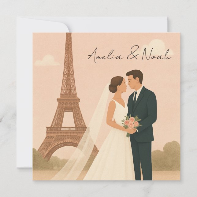 Faire-part de mariage à Paris | Tour Eiffel élégan (Devant)