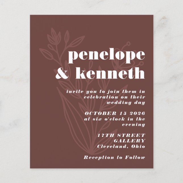 Faire-part de mariage à petit budget - Botanique m (Devant)