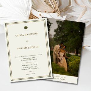Faire-part de mariage à photo recto-verso Ivoire &