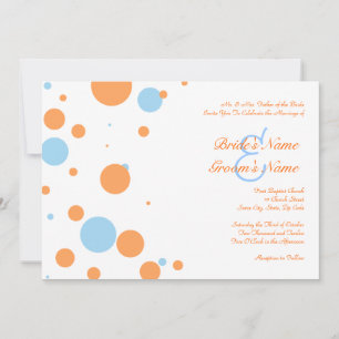 Faire-part de mariage à points Polka orange et ble