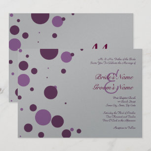 Faire-part de mariage à points Polka violet et arg