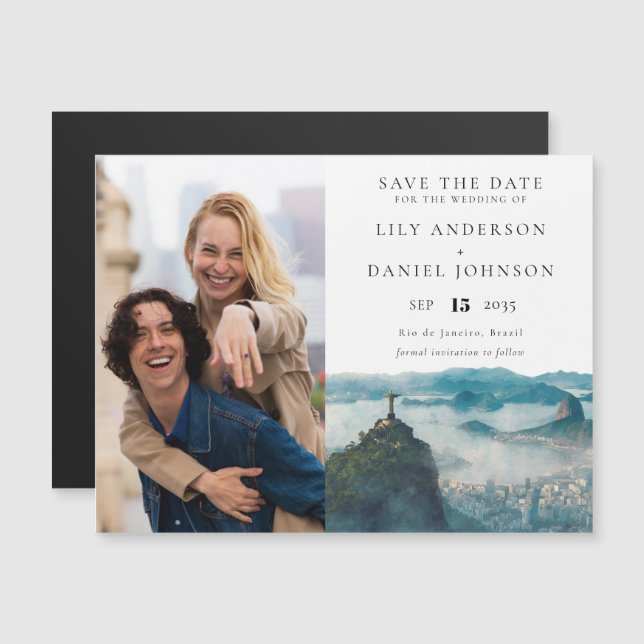 Faire-part de mariage à Rio de Janeiro avec photo (Devant / Derrière)